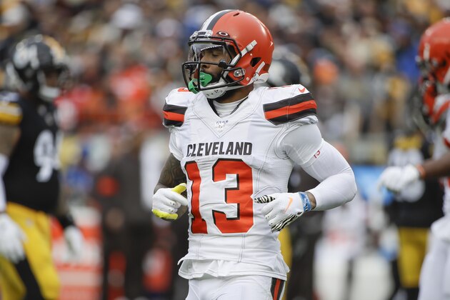 Cleveland Browns wide receiver Odell Beckham (13) plays against the Pittsburgh Steelers during an NFL football game, Sunday, Dec. 1, 2019, in Pittsburgh. (AP Photo/Gene J. Puskar)