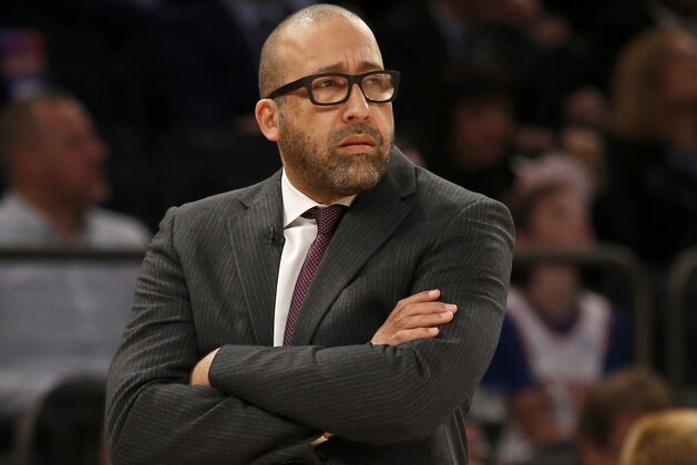 NEW YORK, NEW YORK - NOVEMBER 14:  (NEW YORK DAILIES OUT)  Head coach David Fizdale of the New York Knicks in action against the Dallas Mavericks at Madison Square Garden on November 14, 2019 in New York City. The Knicks defeated the Mavericks 106-103. NOTE TO USER: User expressly acknowledges and agrees that, by downloading and or using this photograph, user is consenting to the terms and conditions of the Getty Images License Agreement.  (Photo by Jim McIsaac/Getty Images)