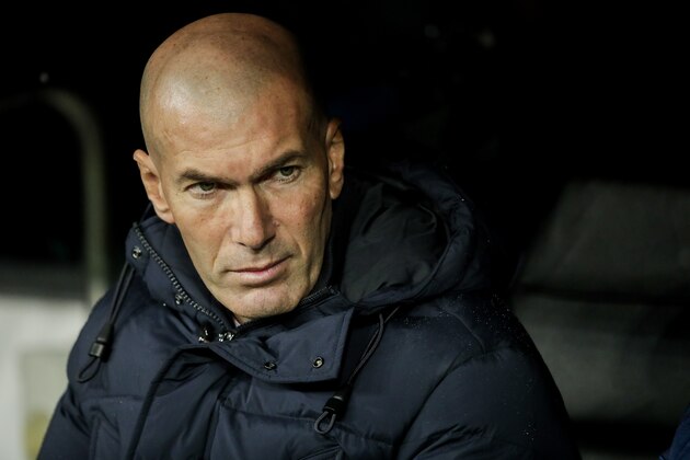 MADRID, SPAIN - NOVEMBER 26: coach Zinedine Zidane of Real Madrid during the UEFA Champions League  match between Real Madrid v Paris Saint Germain at the Santiago Bernabeu on November 26, 2019 in Madrid Spain (Photo by David S. Bustamante/Soccrates/Getty Images)