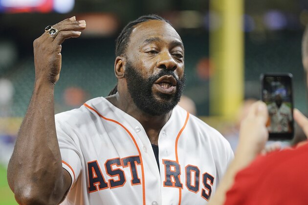 HOUSTON, TEXAS - SEPTEMBER 18: Former WWE Superstar Booker T cuts a promo for the upcoming 2020 Roya; Rumble to be held at Minute Maid Park on September 18, 2019 in Houston, Texas. (Photo by Bob Levey/Getty Images)
