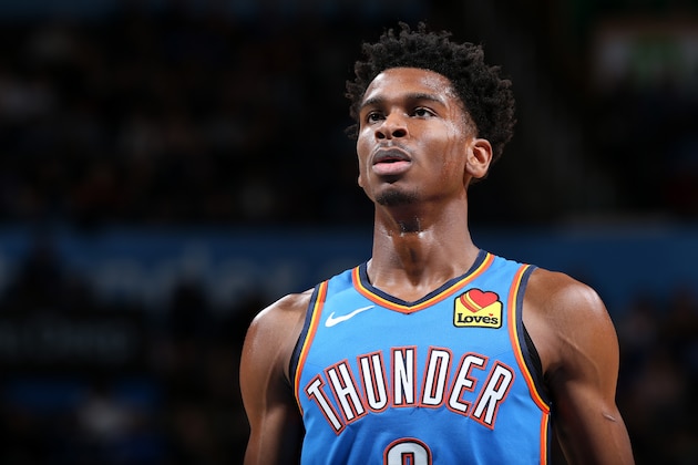 OKLAHOMA CITY, OK- DECEMBER 6: Shai Gilgeous-Alexander #2 of the Oklahoma City Thunder looks on during the game against the Minnesota Timberwolves on December 6, 2019 at Chesapeake Energy Arena in Oklahoma City, Oklahoma. NOTE TO USER: User expressly acknowledges and agrees that, by downloading and or using this photograph, User is consenting to the terms and conditions of the Getty Images License Agreement. Mandatory Copyright Notice: Copyright 2019 NBAE (Photo by Zach Beeker/NBAE via Getty Images)