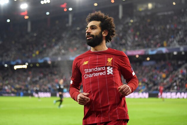 SALZBURG, AUSTRIA - DECEMBER 10: Mohamed Salah of Liverpool celebrates after he scores his team's second goal  during the UEFA Champions League group E match between RB Salzburg and Liverpool FC at Red Bull Arena on December 10, 2019 in Salzburg, Austria. (Photo by Michael Regan/Getty Images)