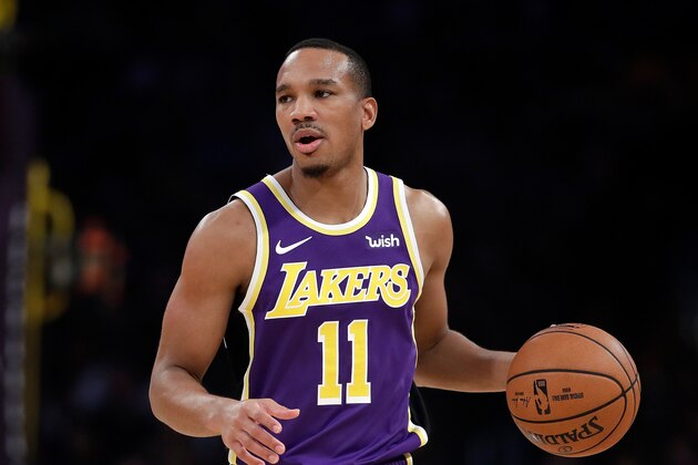 Los Angeles Lakers' Avery Bradley (11) during an NBA basketball game against the Miami Heat Friday, Nov. 8, 2019, in Los Angeles. (AP Photo/Marcio Jose Sanchez) Los Angeles Lakers' Avery Bradley (11) during an NBA basketball game against the Miami Heat Friday, Nov. 8, 2019, in Los Angeles. (AP Photo/Marcio Jose Sanchez)