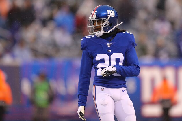 EAST RUTHERFORD, NEW JERSEY - DECEMBER 01:  Janoris Jenkins #20 of the New York Giants in action against the Green Bay Packers at MetLife Stadium on December 01, 2019 in East Rutherford, New Jersey.Green Bay Packers defeated the New York Giants 35-17. (Photo by Mike Stobe/Getty Images)