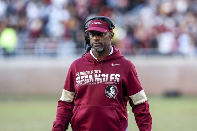 TALLAHASSEE, FL - NOVEMBER 2: Head Coach Willie Taggart of the Florida State Seminoles during the game against the Miami Hurricanes at Doak Campbell Stadium on Bobby Bowden Field on November 2, 2019 in Tallahassee, Florida. Miami defeated Florida State 27 to 10. (Photo by Don Juan Moore/Getty Images)