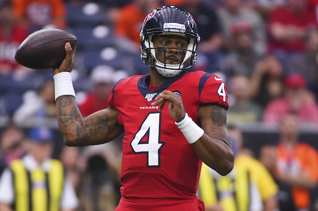 Houston Texans quarterback Deshaun Watson (4) passes against the Denver Broncos during the first half of an NFL football game Sunday, Dec. 8, 2019, in Houston. (AP Photo/Eric Christian Smith)