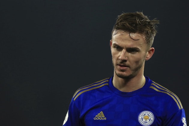 Leicester's James Maddison during the English Premier League soccer match between Leicester City and Watford at the King Power Stadium, in Leicester, England, Wednesday, Dec. 4, 2019. (AP Photo/Leila Coker)