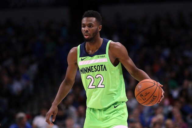 DALLAS, TEXAS - DECEMBER 04:  Andrew Wiggins #22 of the Minnesota Timberwolves at American Airlines Center on December 04, 2019 in Dallas, Texas.  NOTE TO USER: User expressly acknowledges and agrees that, by downloading and or using this photograph, User is consenting to the terms and conditions of the Getty Images License Agreement. (Photo by Ronald Martinez/Getty Images) (Photo by Ronald Martinez/Getty Images)