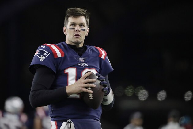New England Patriots quarterback Tom Brady stands on the sideline in the second half of an NFL football game against the Kansas City Chiefs, Sunday, Dec. 8, 2019, in Foxborough, Mass. (AP Photo/Elise Amendola)