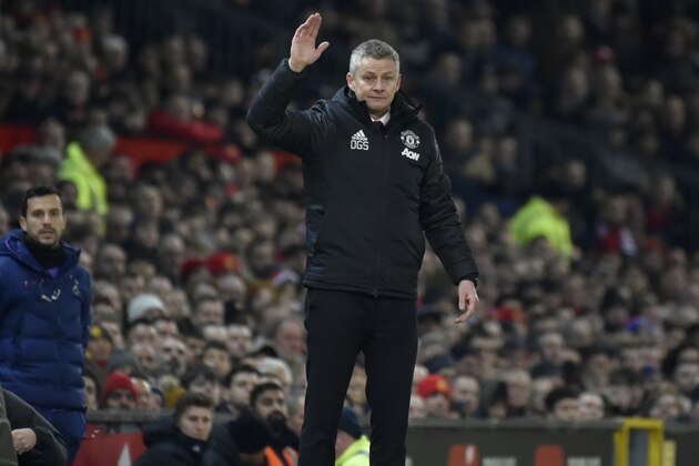 Manchester United's manager Ole Gunnar Solskjaer during the English Premier League soccer match between Manchester United and Tottenham Hotspur at Old Trafford in Manchester, England, Wednesday, Dec. 4, 2019. (AP Photo/Rui Vieira)