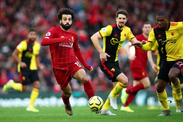 LIVERPOOL, ENGLAND - DECEMBER 14: Mohamed Salah of Liverpool in action during the Premier League match between Liverpool FC and Watford FC at Anfield on December 14, 2019 in Liverpool, United Kingdom. (Photo by Clive Brunskill/Getty Images)
