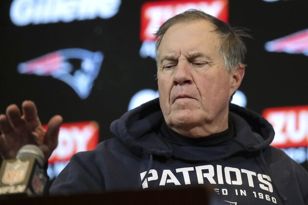 New England Patriots head coach Bill Belichick speaks to the media following an NFL football game against the Kansas City Chiefs, Sunday, Dec. 8, 2019, in Foxborough, Mass. (AP Photo/Charles Krupa)