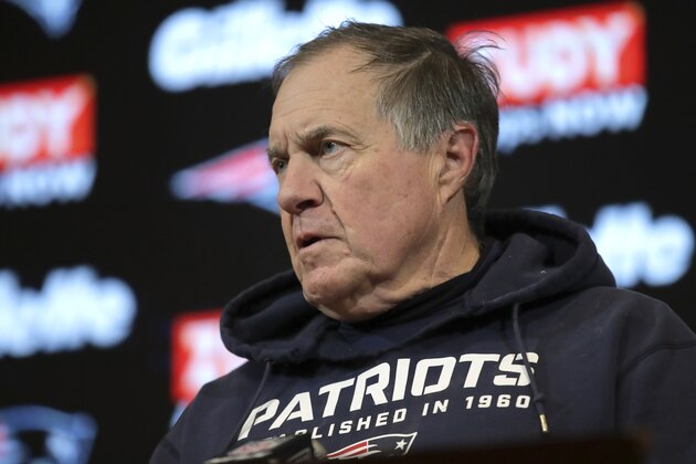 New England Patriots head coach Bill Belichick speaks to the media following an NFL football game against the Kansas City Chiefs, Sunday, Dec. 8, 2019, in Foxborough, Mass. (AP Photo/Charles Krupa)
