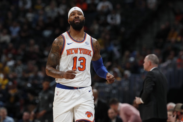 New York Knicks forward Marcus Morris Sr. (13) in the first half of an NBA basketball game Sunday, Dec. 15, 2019, in Denver. (AP Photo/David Zalubowski) New York Knicks forward Marcus Morris Sr. (13) in the first half of an NBA basketball game Sunday, Dec. 15, 2019, in Denver. (AP Photo/David Zalubowski)
