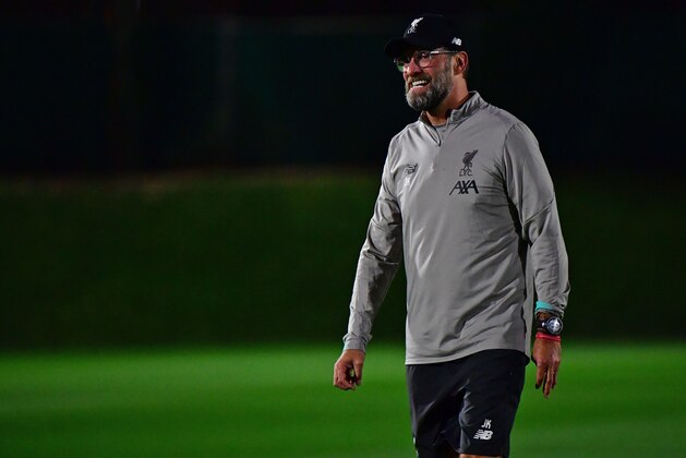 Liverpool's German coach Jurgen Klopp takes part in a team training session at Qatar University stadium in the capital Doha on December 16, 2019, ahead of the December 18 FIFA Club World Cup football match against Mexico's Monterrey. (Photo by Giuseppe CACACE / AFP) (Photo by GIUSEPPE CACACE/AFP via Getty Images)