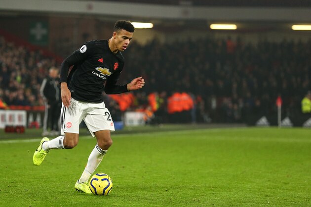 SHEFFIELD, ENGLAND - NOVEMBER 24: Mason Greenwood of Manchester United during the Premier League match between Sheffield United and Manchester United at Bramall Lane on November 24, 2019 in Sheffield, United Kingdom. (Photo by Robbie Jay Barratt - AMA/Getty Images)