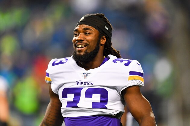 SEATTLE, WASHINGTON - DECEMBER 02: Dalvin Cook #33 of the Minnesota Vikings warms up before the game at CenturyLink Field on December 02, 2019 in Seattle, Washington. The Seattle Seahawks won, 37-30. (Photo by Alika Jenner/Getty Images)