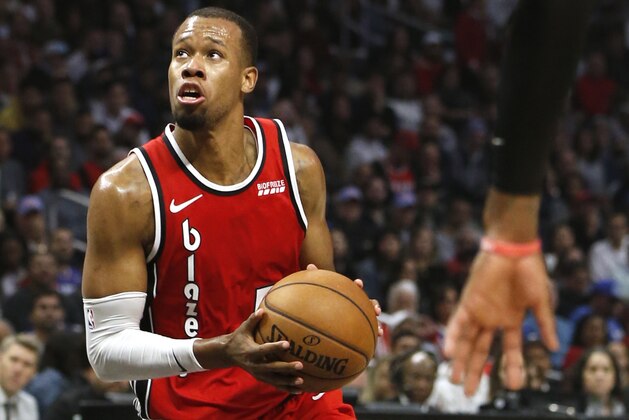 LOS ANGELES, CALIFORNIA - DECEMBER 03:  Rodney Hood #5 of the Portland Trail Blazers moves the ball down the court during the second half against the Los Angeles Clippers at Staples Center on December 03, 2019 in Los Angeles, California. NOTE TO USER: User expressly acknowledges and agrees that, by downloading and or using this photograph, User is consenting to the terms and conditions of the Getty Images License Agreement. (Photo by Katharine Lotze/Getty Images)