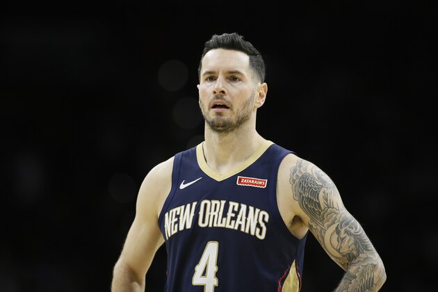 New Orleans Pelicans' JJ Redick plays during an NBA basketball game against the Philadelphia 76ers, Friday, Dec. 13, 2019, in Philadelphia. (AP Photo/Matt Slocum)