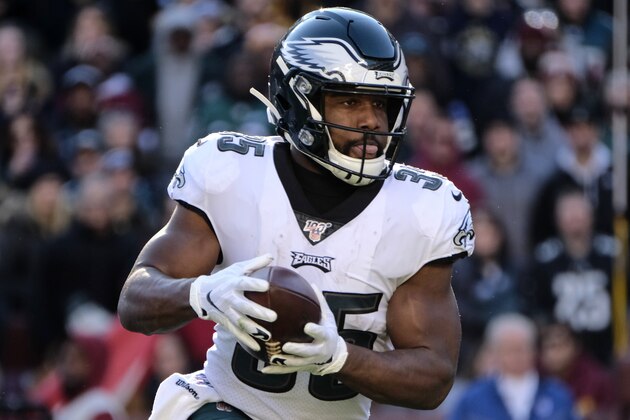 Philadelphia Eagles running back Boston Scott runs the ball during an NFL football game against the Washington Redskins, Sunday, Dec. 15, 2019, in Landover, Md. (AP Photo/Mark Tenally)