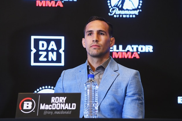 NEW YORK, NY - JUNE 26:  Rory MacDonald speaks onstage during the Bellator-DAZN announcement press conference on June 26, 2018 at Viacom in New York City.  (Photo by Dave Kotinsky/Getty Images for Bellator MMA)