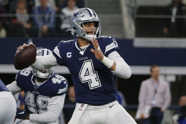 Dak Prescott, quarterback de los Cowboys de Dallas, lanza un pase en el primer cuarto del partido del domingo 15 de diciembre de 2019, ante los Rams de Los Ángeles (AP Foto/Michael Ainsworth) Dak Prescott, quarterback de los Cowboys de Dallas, lanza un pase en el primer cuarto del partido del domingo 15 de diciembre de 2019, ante los Rams de Los Ángeles (AP Foto/Michael Ainsworth)