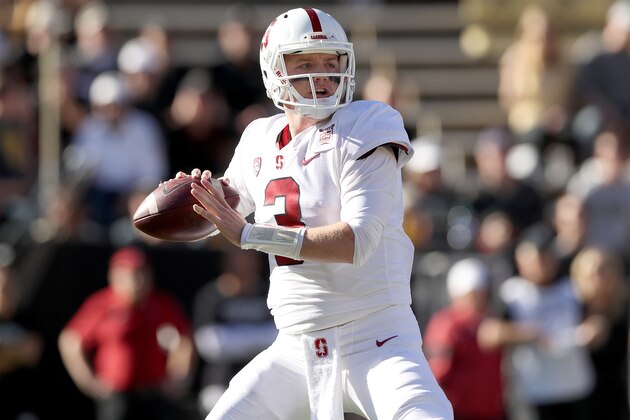 BOULDER, COLORADO - NOVEMBER 09: Quarterback K.J. Costello #3 of Stanford Cardinal throws against the Colorado Buffaloes in the first quarter at Folsom Field on November 09, 2019 in Boulder, Colorado. (Photo by Matthew Stockman/Getty Images)