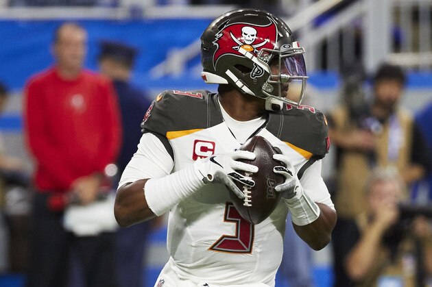 Tampa Bay Buccaneers quarterback Jameis Winston (3) passes against the Detroit Lions during an NFL football game in Detroit, Sunday, Dec. 15, 2019. (AP Images/Rick Osentoski)
