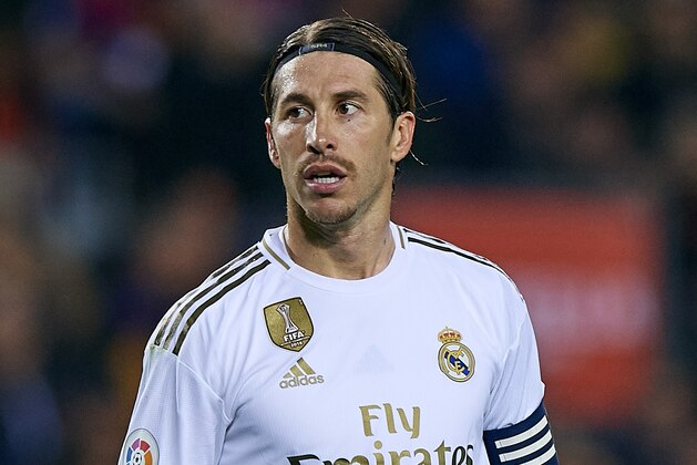 BARCELONA, SPAIN - DECEMBER 18: Sergio Ramos of Real Madrid reacts during the Liga match between FC Barcelona and Real Madrid CF at Camp Nou on December 18, 2019 in Barcelona, Spain. (Photo by Pablo Morano/MB Media/Getty Images)