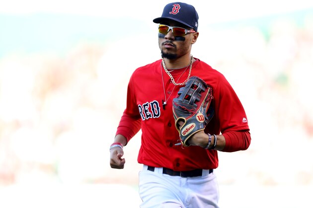 BOSTON, MASSACHUSETTS - SEPTEMBER 29: Mookie Betts #50 of the Boston Red Sox runs to the dugout during the fifth inning against the Baltimore Orioles at Fenway Park on September 29, 2019 in Boston, Massachusetts. (Photo by Maddie Meyer/Getty Images)