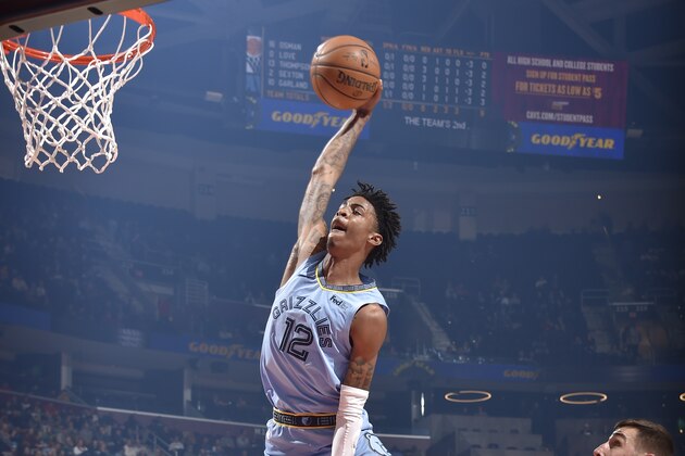CLEVELAND, OH - DECEMBER 20: Ja Morant #12 of the Memphis Grizzlies dunks the ball against the Cleveland Cavaliers on December 20, 2019 at Rocket Mortgage FieldHouse in Cleveland, Ohio. NOTE TO USER: User expressly acknowledges and agrees that, by downloading and/or using this Photograph, user is consenting to the terms and conditions of the Getty Images License Agreement. Mandatory Copyright Notice: Copyright 2019 NBAE (Photo by David Liam Kyle/NBAE via Getty Images)