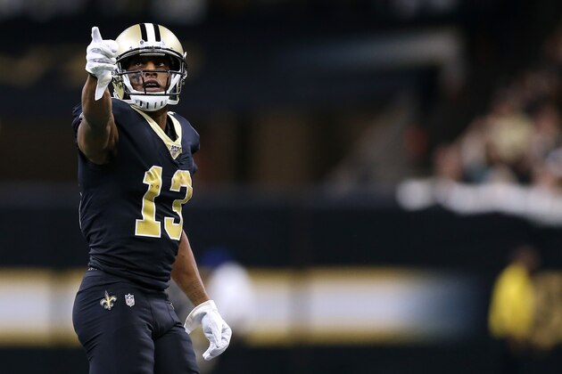 NEW ORLEANS, LOUISIANA - DECEMBER 16: Michael Thomas #13 of the New Orleans Saints reacts against the Indianapolis Colts during a game at the Mercedes Benz Superdome on December 16, 2019 in New Orleans, Louisiana. (Photo by Jonathan Bachman/Getty Images)
