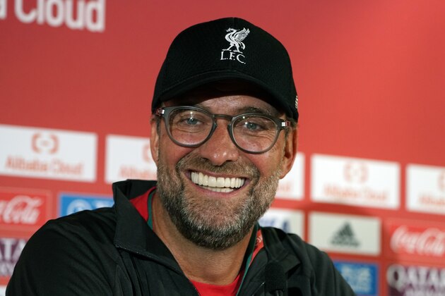 DOHA, QATAR - DECEMBER 20: Liverpool manager Juergen Klopp smiles during the press conference prior to the FIFA Club World Cup Final between Liverpool FC and CR Flamengo on December 20, 2019 in Doha, Qatar. (Photo by Etsuo Hara/Getty Images)
