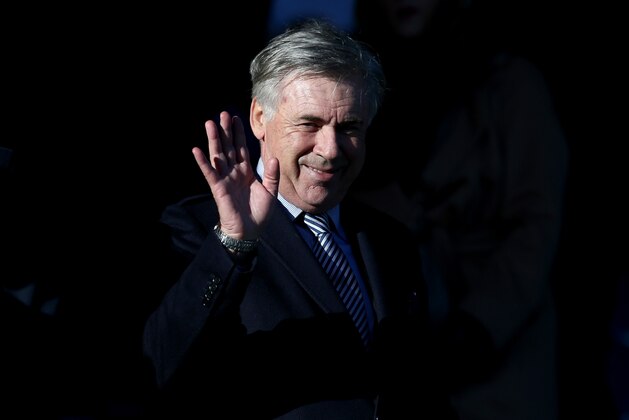 LIVERPOOL, ENGLAND - DECEMBER 21: Carlo Ancelotti, Manager of Everton is seen in the stands prior to  the Premier League match between Everton FC and Arsenal FC at Goodison Park on December 21, 2019 in Liverpool, United Kingdom. (Photo by Jan Kruger/Getty Images)