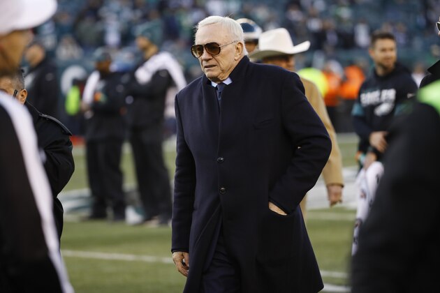 Dallas Cowboys owner Jerry Jones ahead of an NFL football game against the Philadelphia Eagles Sunday, Dec. 22, 2019, in Philadelphia. (AP Photo/Chris Szagola)