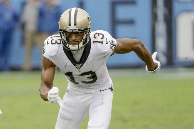New Orleans Saints wide receiver Michael Thomas plays against the Tennessee Titans in the first half of an NFL football game Sunday, Dec. 22, 2019, in Nashville, Tenn. (AP Photo/James Kenney) New Orleans Saints wide receiver Michael Thomas plays against the Tennessee Titans in the first half of an NFL football game Sunday, Dec. 22, 2019, in Nashville, Tenn. (AP Photo/James Kenney)