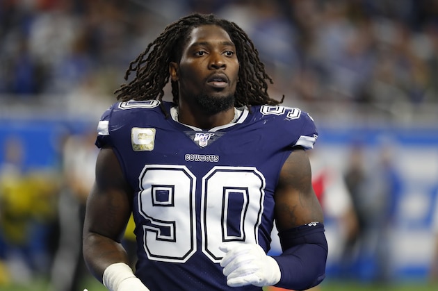 Dallas Cowboys defensive end Demarcus Lawrence plays against the Detroit Lions during an NFL football game in Detroit, Sunday, Nov. 17, 2019. (AP Photo/Paul Sancya)