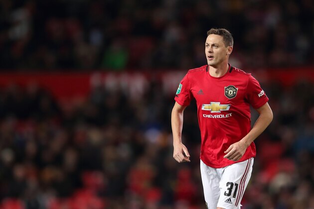 MANCHESTER, ENGLAND - DECEMBER 18: Nemanja Matic of Manchester United during the Carabao Cup Quarter Final match between Manchester United and Colchester United at Old Trafford on December 18, 2019 in Manchester, England. (Photo by James Williamson - AMA/Getty Images)