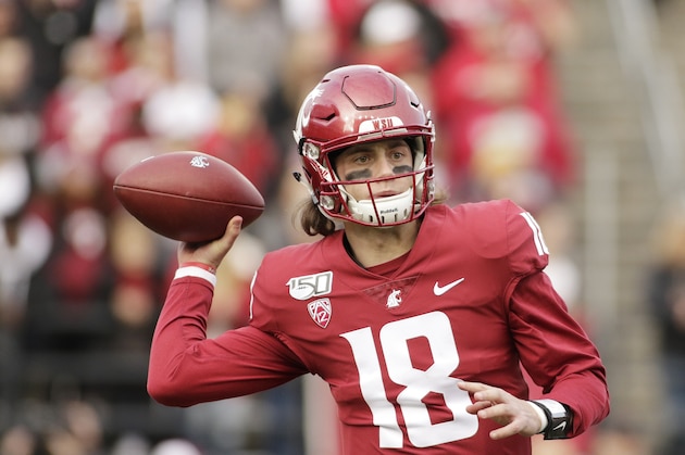 Washington State quarterback Anthony Gordon (18) throws a pass during the first half of an NCAA college football game against Stanford in Pullman, Wash., Saturday, Nov. 16, 2019. (AP Photo/Young Kwak)