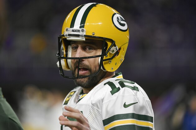 Green Bay Packers quarterback Aaron Rodgers warms up before an NFL football game against the Minnesota Vikings, Monday, Dec. 23, 2019, in Minneapolis. (AP Photo/Craig Lassig)