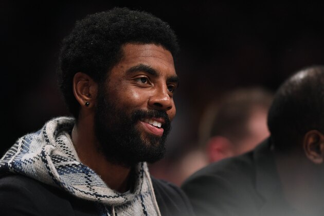 NEW YORK, NEW YORK - DECEMBER 15: Kyrie Irving #11 of the Brooklyn Nets during the game against the Philadelphia 76ers at Barclays Center on December 15, 2019 in New York City. NOTE TO USER: User expressly acknowledges and agrees that, by downloading and or using this photograph, User is consenting to the terms and conditions of the Getty Images License Agreement. (Photo by Matteo Marchi/Getty Images)