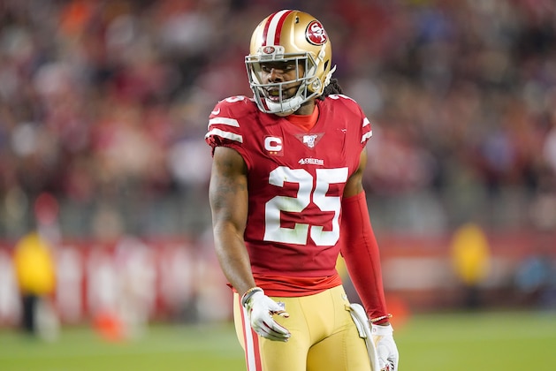 SANTA CLARA, CALIFORNIA - DECEMBER 21: Richard Sherman #25 of the San Francisco 49ers looks on against the Los Angeles Rams during the second half of an NFL football game at Levi's Stadium on December 21, 2019 in Santa Clara, California. (Photo by Thearon W. Henderson/Getty Images)