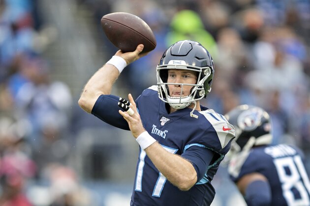 NASHVILLE, TN - DECEMBER 22:  Ryan Tannehill #17 of the Tennessee Titans throws a pass in the first half of a game against the New Orleans Saints at Nissan Stadium on December 22, 2019 in Nashville, Tennessee.   (Photo by Wesley Hitt/Getty Images)