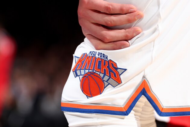 NEW YORK, NY - JANUARY 19: A close up of the New York Knicks logo is seen during the game against the Washington Wizards on January 19, 2017 at Madison Square Garden in New York City, New York. NOTE TO USER: User expressly acknowledges and agrees that, by downloading and or using this photograph, User is consenting to the terms and conditions of the Getty Images License Agreement. Mandatory Copyright Notice: Copyright 2017 NBAE (Photo by Nathaniel S. Butler/NBAE via Getty Images)