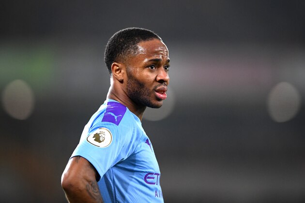 WOLVERHAMPTON, ENGLAND - DECEMBER 27: Raheem Sterling of Manchester CIty  during the Premier League match between Wolverhampton Wanderers and Manchester City at Molineux on December 27, 2019 in Wolverhampton, United Kingdom. (Photo by Clive Mason/Getty Images)