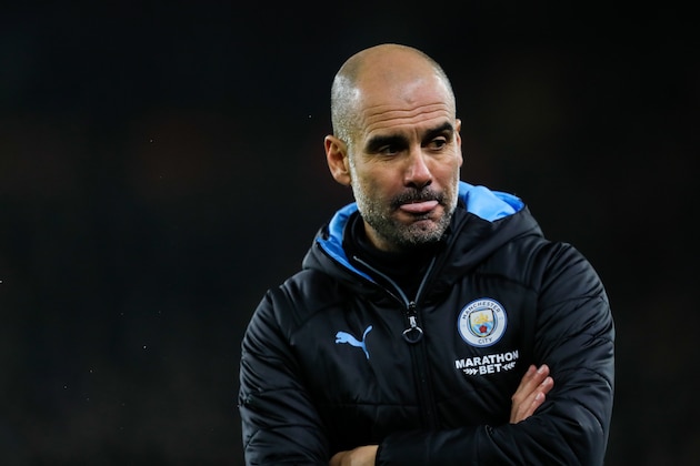 WOLVERHAMPTON, ENGLAND - DECEMBER 27: A dejected Pep Guardiola the head coach / manager of Manchester City during the Premier League match between Wolverhampton Wanderers and Manchester City at Molineux on December 27, 2019 in Wolverhampton, United Kingdom. (Photo by James Baylis - AMA/Getty Images)
