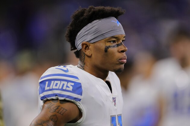 DETROIT, MI - NOVEMBER 17: Marvin Jones #11 of the Detroit Lions looks to the sidelines during the third quarter of the game against the Dallas Cowboys at Ford Field on November 17, 2019 in Detroit, Michigan. Dallas defeated Detroit 35-27. (Photo by Leon Halip/Getty Images)
