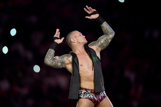 World Heavyweight Champion Randy Orton poses for photographers during the World Wrestling Entertainment (WWE) Super Showdown event in the Saudi Red Sea port city of Jeddah late on January 7, 2019. (Photo by Amer HILABI / AFP)        (Photo credit should read AMER HILABI/AFP via Getty Images)