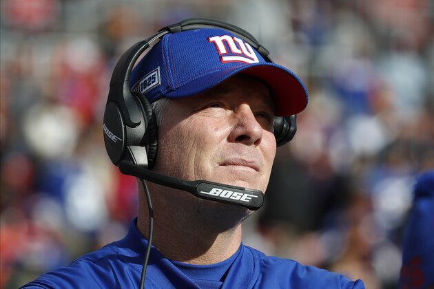 New York Giants head coach Pat Shurmur looks on prior to an NFL football game against the Washington Redskins, Sunday, Dec. 22, 2019, in Landover, Md. (AP Photo/Alex Brandon)