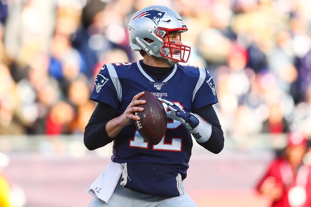 FOXBOROUGH, MA - DECEMBER 29:   Tom Brady #12 of the New England Patriots throws the ball during a game against the Miami Dolphins at Gillette Stadium on December 29, 2019 in Foxborough, Massachusetts.  (Photo by Adam Glanzman/Getty Images)